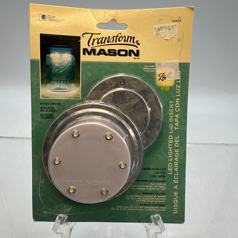 TRANSFORM MASON LED Lighted Lid Insert NEW Ball New Old Stock